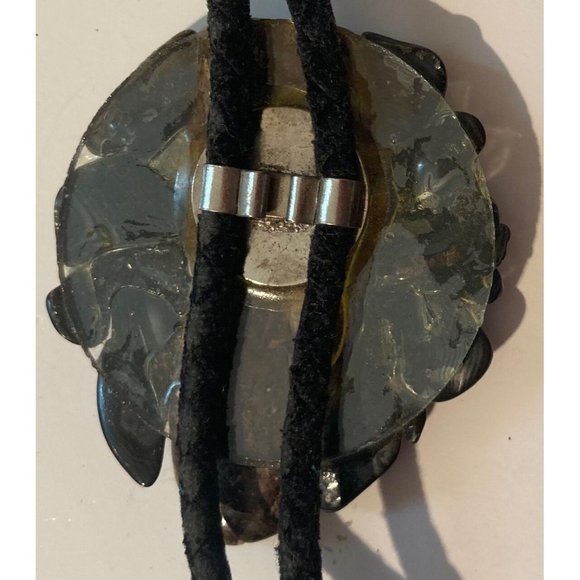 Vintage Metal Bolo Tie, Nice Black and Brown Stone Design2 1/2" x 2", - Picture 5 of 5